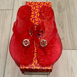 Tory Burch Sparkle Jelly sandals in Island Pink, size 8